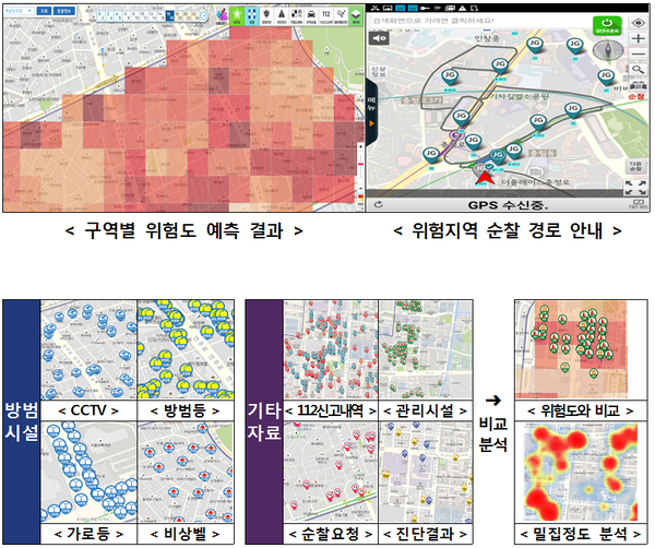 범죄위험도 예측분석 시스템’주요 화면