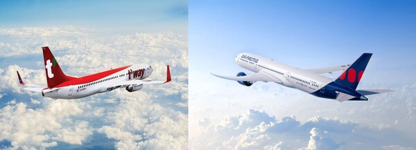티웨이항공(왼쪽)과 에어프레미아항공 기체. 사진=각사