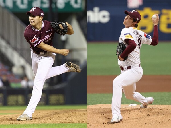 키움 히어로즈 투수 주승우(왼쪽)와 안우진. 사진=연합뉴스